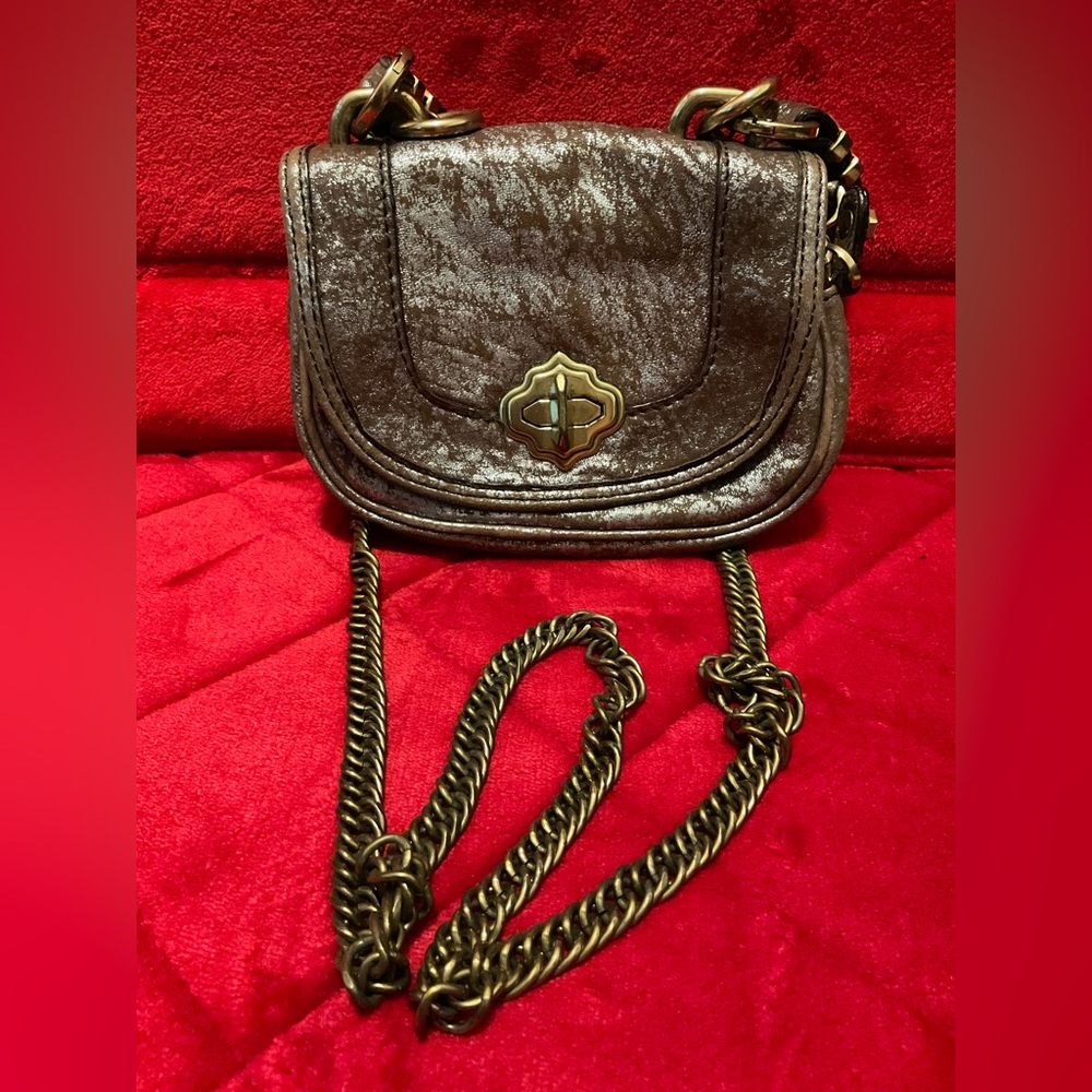 Small or Yany Leather Handbag Silver Heavy Duty Crossbody
